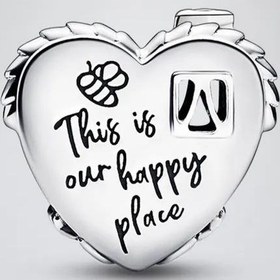تصویر چارم آویز نقره پاندورا قلب و خانه شاد (دستبند،گردنبند) 