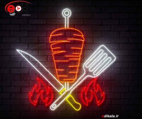 تصویر نئون طرح کباب دنر doner kebab minimal neon