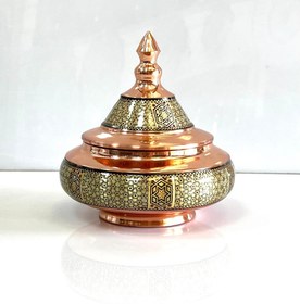 تصویر شکلات خوری مس و خاتم 25 سانتی 