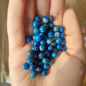 تصویر مهره سنگ لاجورد افغان سایز 6 سوراخ دار سنگ اصل طبیعی 