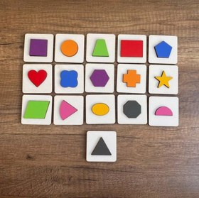تصویر پازل اشکال هندسی 16 تکه خانه فکر، بازی فکری آموزشی برای تقویت حافظه دیداری، مناسب برای کودکان بالای 3 سال 