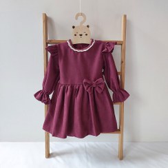 تصویر پیراهن مخمل دخترانه با کلاه 