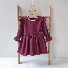 تصویر پیراهن مخمل دخترانه با کلاه 