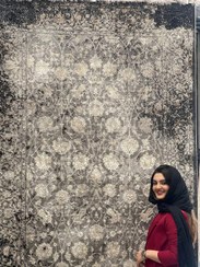 تصویر فرش ماشینی مدرن کد ۹۳۰۳ سایز ۱۲ متر رنگ مشکی طوسی نسکافه ای 