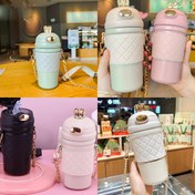 تصویر تراول ماگ استیل خرگوشی ۴۸۰ میل نی دار و بند دار 