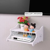 تصویر شلف دیواری دو طبقه طرح گل ساده با جنس PVC 