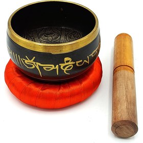 تصویر کاسه تبتی مشکی طلایی 10cm 