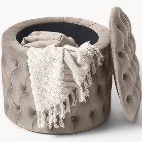 تصویر پاف صندوقی لمسه‌ دوزی مدل گرد 