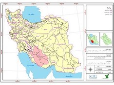 تصویر عنوان نقشه: موقعیت استان فارس در کشور به همراه راههای ارتباطی 