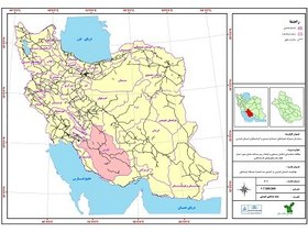 تصویر عنوان نقشه: موقعیت استان فارس در کشور به همراه راههای ارتباطی 