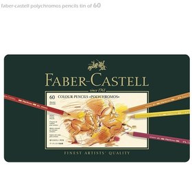 تصویر مداد رنگی فابرکاستل مدل پلی کروم ۶۰ رنگ جعبه فلزی Faber Castell Polychromos 60 Color Pencil