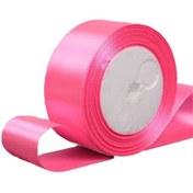 تصویر روبان ساتن ۴ سانت رنگ صورتی پررنگ ۳۶ یارد 