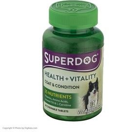 تصویر قرص مولتی ویتامین و تقویت کننده پوست و مو سوپر داگ مدل Super Dog Health & Vitality بسته ۶۰ عددی 