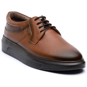 تصویر کفش چرم روزانه مردانه کارا مدل الیور بندی پی یو - عسلی / 44 