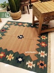 تصویر گلیم دستباف 1متری مدل قشقایی کد 1374 Qashqai kilim