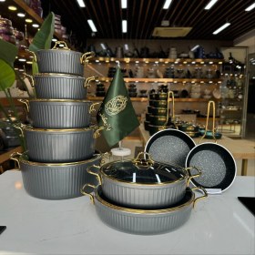 تصویر سرویس قابلمه اویز مدل Elsa ۱۶ پارچه گرانیتی 