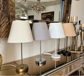 تصویر آباژور رومیزی طرح ایکیا با شید کنفی داخل طلقی نیکان دکور 