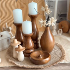 تصویر گلدان چوبی لبه باریک 