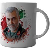 تصویر ماگ چاپلینو طرح شهید حاج قاسم سلیمانی کد M028 Mug Chaplino design of martyr Haj Qassem Soleimani