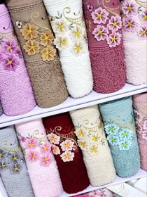 تصویر حوله دستی ۴۰در۸۰ گلدوزی جعبه ای 