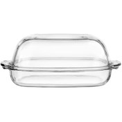 تصویر ظرف فر در دار ایکیا مدل BUREN IKEA BUREN Oven/serving dish with lid, clear glass,