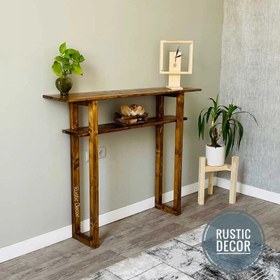 تصویر میز کنسول چوبی روستیک دکور مدل سانا Wooden console