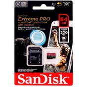 تصویر کارت حافظه 64 گیگ سن دیسک سرعت 200 SanDisk micro SD 64GB Extreme PRO