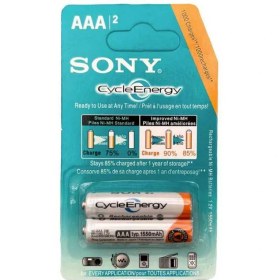 تصویر باتری نیم قلمی قابل شارژ سونی مدل NH-AA HR15/51 ظرفیت 1550 میلی آمپر ساعت بسته 2 عددی Sony NH-AA HR15/51 Rechargeable AAA Battery - Pack of 2