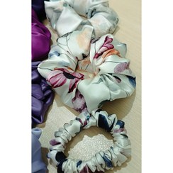 تصویر مینی اسکرانچی طرحدار ابریشم first class کپی - طرحدار بهاری Silk Mini scrunchies