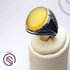 تصویر انگشتر نقره عقیق زرد شرف الشمس مردانه مدل ارشیا کد 62382 ا Sharaf Al Shams ring, Arshaya model Sharaf Al Shams ring, Arshaya model