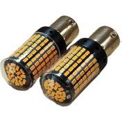 تصویر لامپ خودرو فندوقی مدل ۱۴۴ تایی پرنور( بسته ۲ عددی ) - تک کنتاک لیمویی Led 144