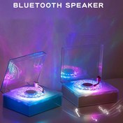 تصویر اسپیکر بلوتوثی و چراغ خواب رومیزی شانک‌سیا Round-X08 طرح گرامافون 