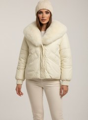 تصویر کاپشن وارداتی یقه پوستی زنانه 