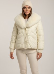 تصویر کاپشن وارداتی یقه پوستی زنانه 