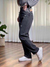 تصویر شلوار جین نیم بگ زغالی زاپ بسته - سایز ۳۲ 