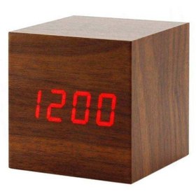 تصویر ساعت رومیزی دیجیتال مکعبی Digital Wooden Clock