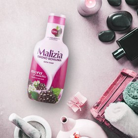 تصویر فوم حمام مشک و شاه توت مالیزیا Malizia Mora حجم 1000 میلی لیتر Malizia Mora bath foam with musk and blackberry, volume 1000 ml