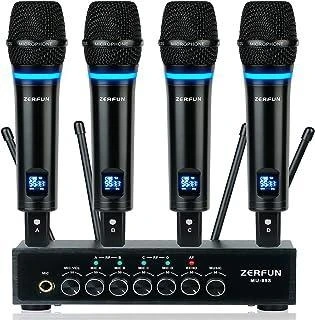 Wireless Microphone with Bluetooth, Professional UHF Dual Handheld Dynamic  Metal Mic System Set with Rechargeable Receiver, 160 ft Range, 1/4''Output