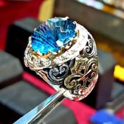 تصویر انگشتر توپاز آبی مردانه کد ۱۲۰۹۸ 