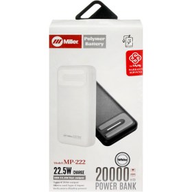 تصویر پاوربانک میلر مدل MP-223 ظرفیت 20000mAh Miller power bank model MP-223 capacity 20000mAh