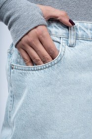 تصویر شلوار جین(لی) نیم بگ رویال رنگ ابی یخی royal jeans