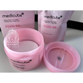 تصویر پد تونر ژلی صورتی PDRN و کلاژن مدی کیوب Medicube PDRN Pink Collagen Toning Gel Toner Pad