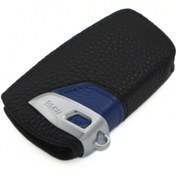 تصویر کاور ریموت BMW چرمی مشکی آبی 