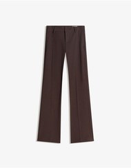 تصویر شلوار پارچه ای بوت کات فاق کوتاه زنانه قهوه ای برشکا 