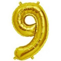 تصویر بادکنک فویلی عدد 9 هپی بری طلایی سایز 32 اینچ 
