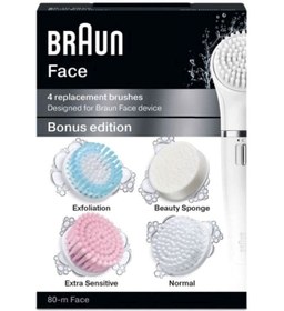 تصویر ست برس جایگزین شستشوی صورت ۴ تکه نسخه بونوس - سفید/صورتی/آبی برند braun 4-Piece Bonus Edition Facial Cleansing Replacement Brush Set White/Pink/Blue