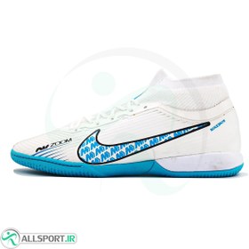 تصویر کفش فوتسال ساقدار نایک ایر زوم مرکوریال Nike Air Zoom Mercurial White Blue 