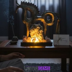 تصویر مجسمه سنگی نورانی «نگهبانِ آتش» 