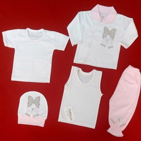 تصویر لباس نوزادی پنج تکه دخترانه طرح پروانه سایز 0 1 و 2 - ۰ 