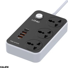 تصویر هاب شارژر و چند راهی برق الدینیو مدل SC3412 LDNIO SC34124 USB Port Hub 3 Power Socket